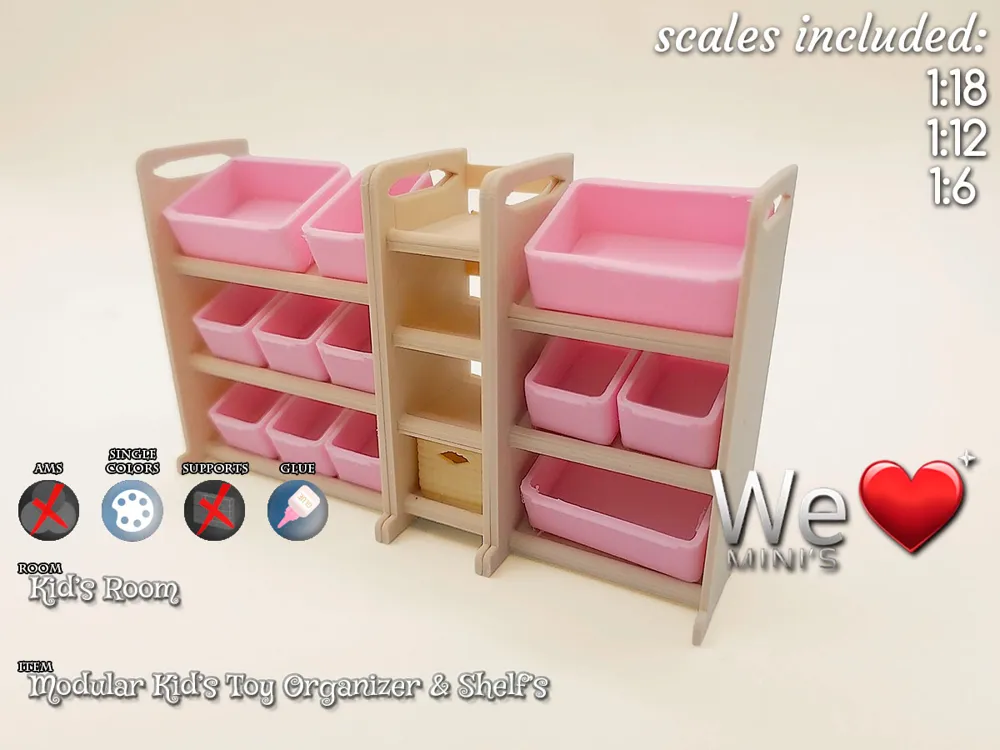 Modular Kids Toy Organizer System 1:12 1:18 1:6 - Free 3D Print Model ...