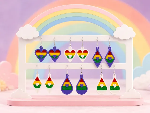 Rainbow Heart Earrings Set