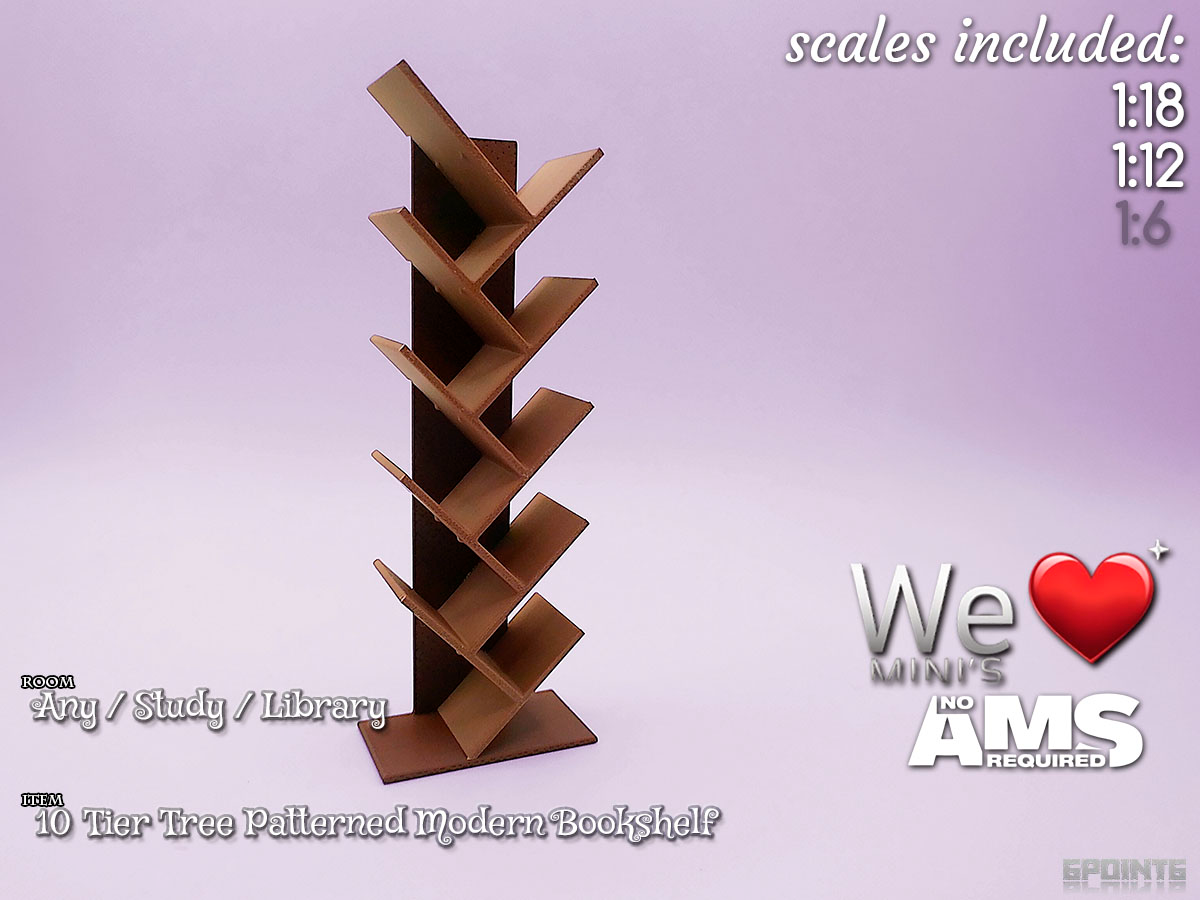10 Tiered Tree Patterned Modern Bookshelf - 3D printed Other Miniatures, in stock in India