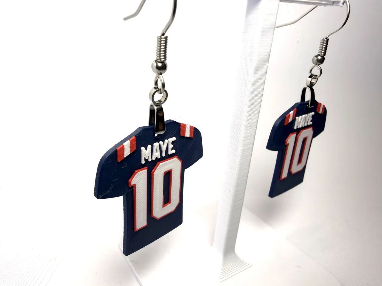 Drake Maye Jersey Earrings view 3