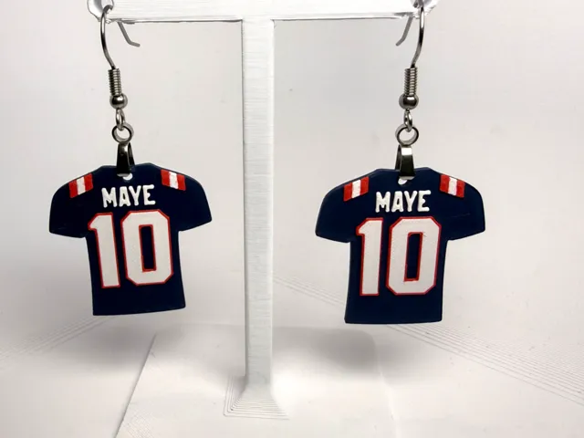 Drake Maye Jersey Earrings