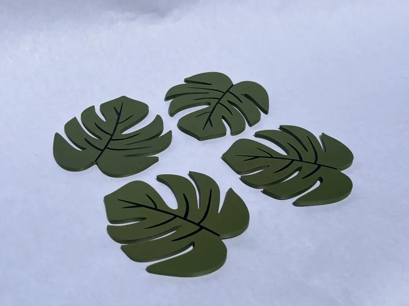 4 pack Monstera leaf coasters