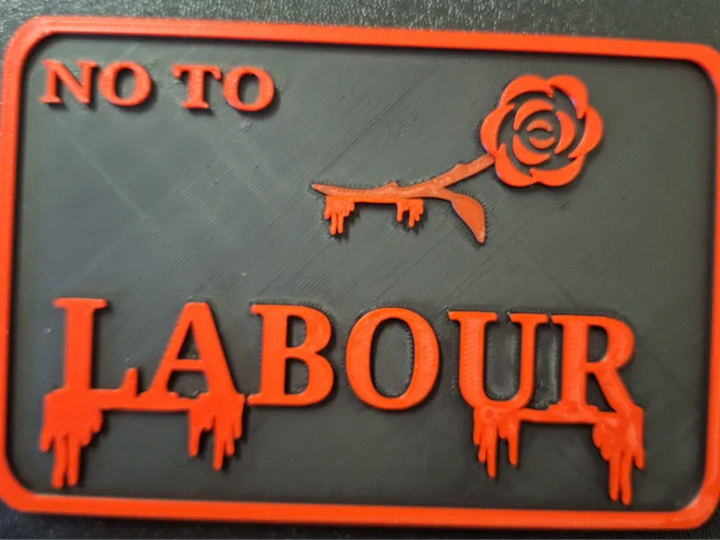 No To Labour window sign