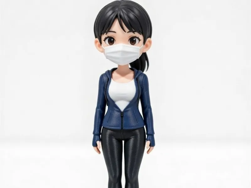 Female Jogger With Face Mask 