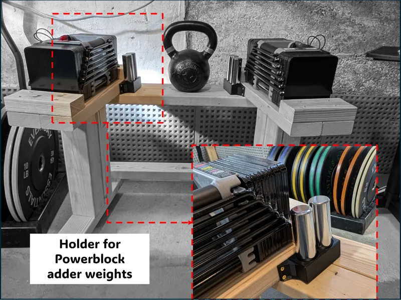 Wall mount for 2 PowerBlock adder weights