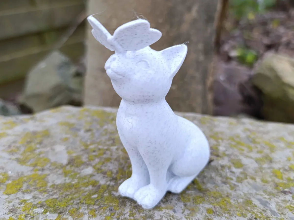 Cat With Butterfly Statue - Free 3D Print Model - MakerWorld
