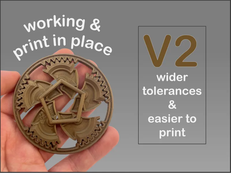 mechanical iris V2 | print in place | fidget