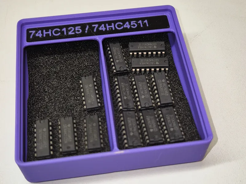 Gridfinity IC Boxes for 74HC and CD Series