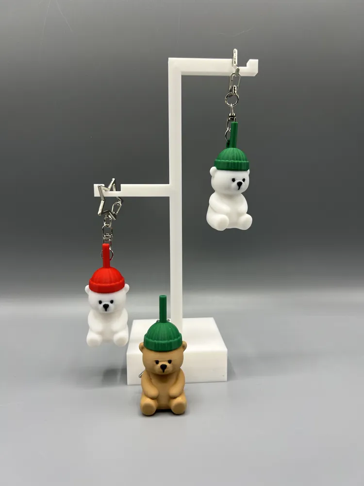 3Dプリント スターバックス ベアリスタ着想のフィギュアとキーホルダー