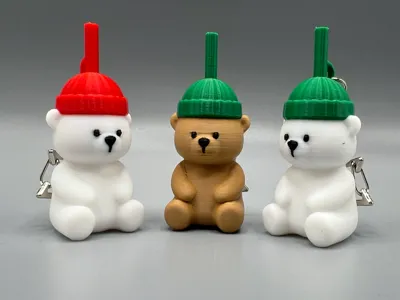 3Dプリント スターバックス ベアリスタ着想のフィギュアとキーホルダー
