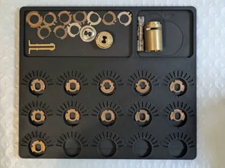 Pinning tray discs detainer clefmentine