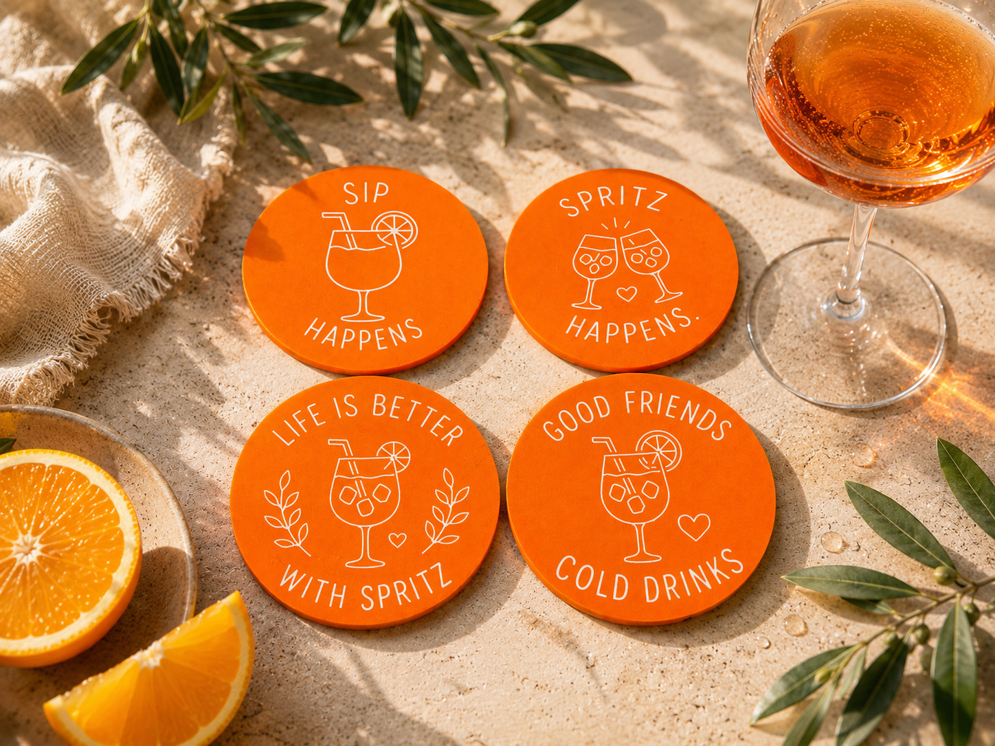 Spritz Untersetzer Set – Sommer Coaster Collection