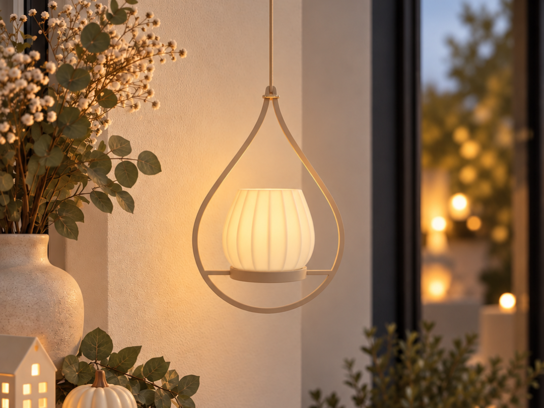 Hängendes Teelicht, Tropfen-Lichtdeko - 3D printed Decor, in stock in India