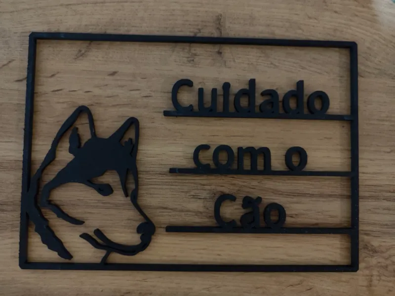 Placa / Sinal " Cuidado com o cão" - Husky