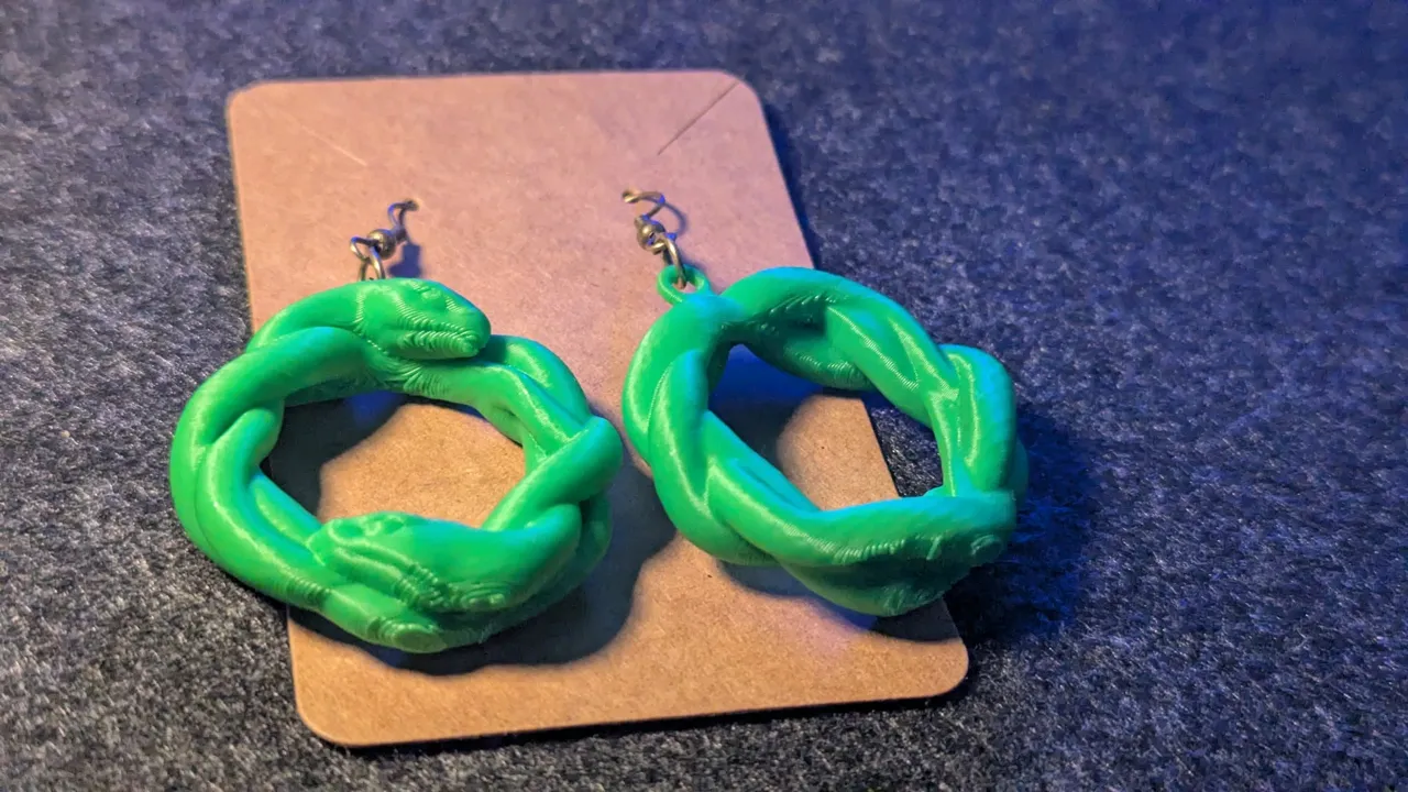 Jade Viper Snake Earrings view 4