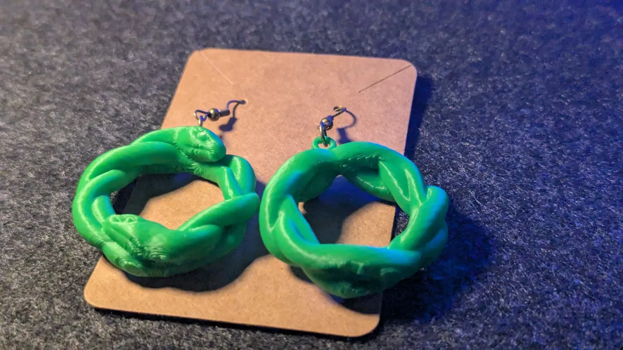 Jade Viper Snake Earrings view 3