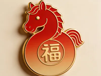 Chinese Year of the Horse Zodiac-themed Lucky Bag - 'Fu' Character Refrigerator Magnet (Also printable on A1 Mini)