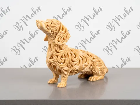 Figura decorativa: Dachshund (Perro Salchicha) — referencia de MakerWorld