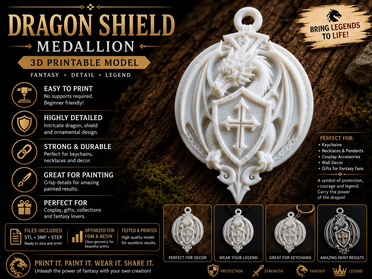 Médaillon bouclier au dragon
