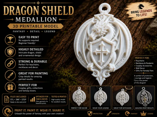 Médaillon bouclier au dragon