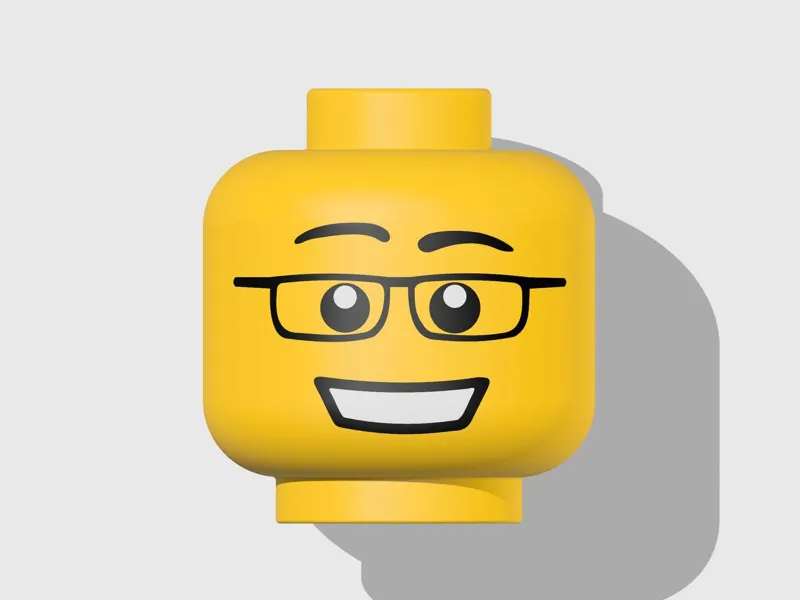 Mega Minifigure Head Man Face, Rectangular Glasses