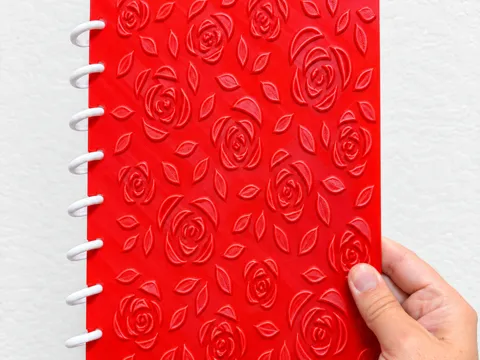 Tapa o cubierta: Rose Embossed Notebook | Textured Floral Cover — referencia de MakerWorld