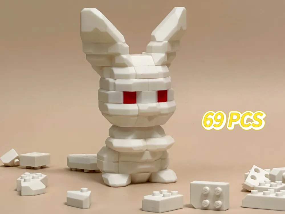 Teddy Blocks Rabbit Cute Bunny Building Blocks可爱兔子积木 - Free 3D Print Model - MakerWorld
