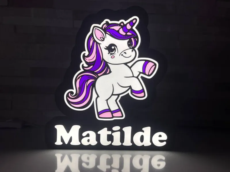 LightBox Unicorno con Nome Matilde personallizzabi