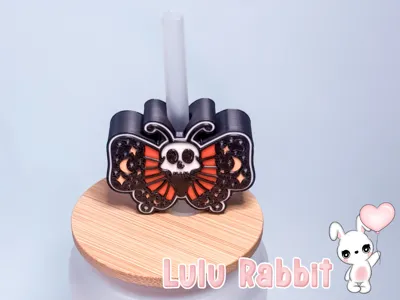 Skull Moth Straw Topper
