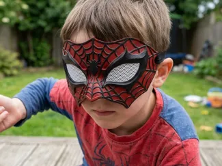 Spider-Inspired Kids Mask with Mesh Eyes