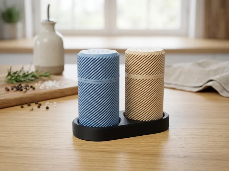 Salt & Pepper Shaker Set with Tray and Screw Cap