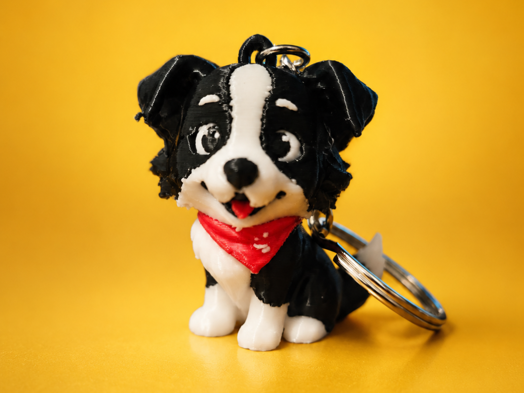 Border Collie Keychain – Cute Black & White Puppy