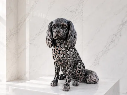 Figura decorativa: Cavalier King Charles Spaniel – Voronoi Sculpture — referencia de MakerWorld