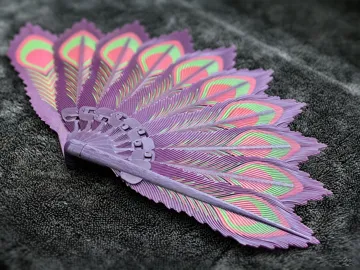 Modelo para impresión 3D: Peacock Feather Folding Fan — vista de referencia 3