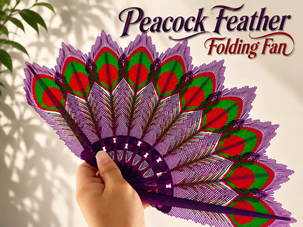 Modelo para impresión 3D: Peacock Feather Folding Fan. Referencia del modelo original.