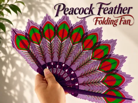 Modelo para impresión 3D: Peacock Feather Folding Fan — referencia de MakerWorld