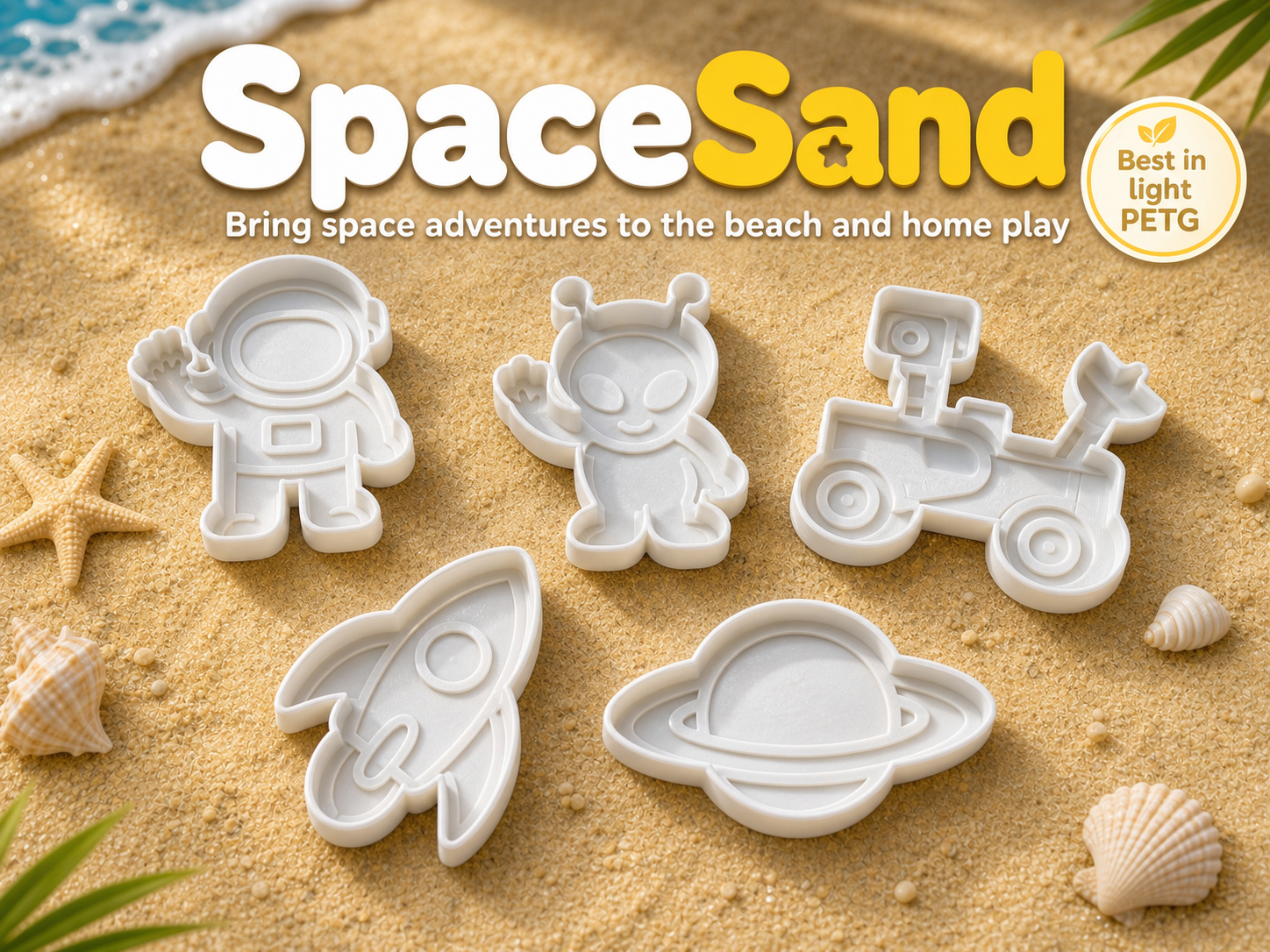 SpaceSand – 5 Space Sand Molds for Beach/Home Play