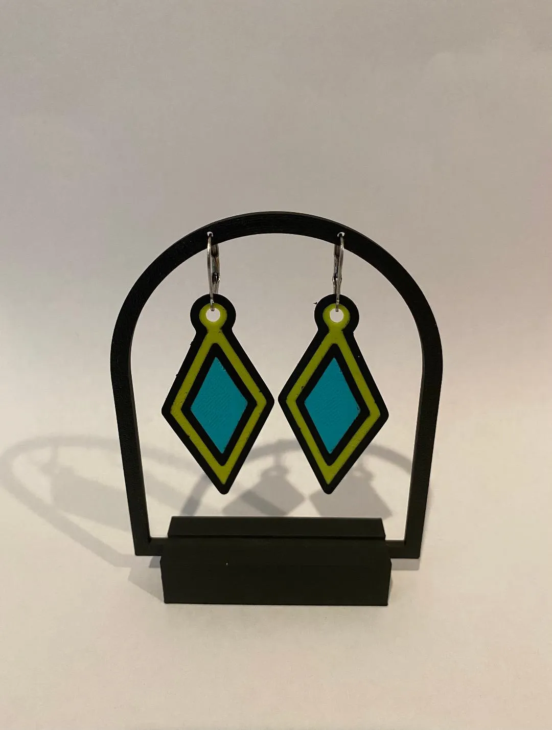 Geometric diamond earring view 2