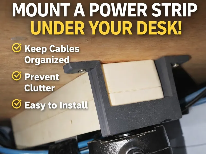 Power strip holder to wall, ceiling or under desk