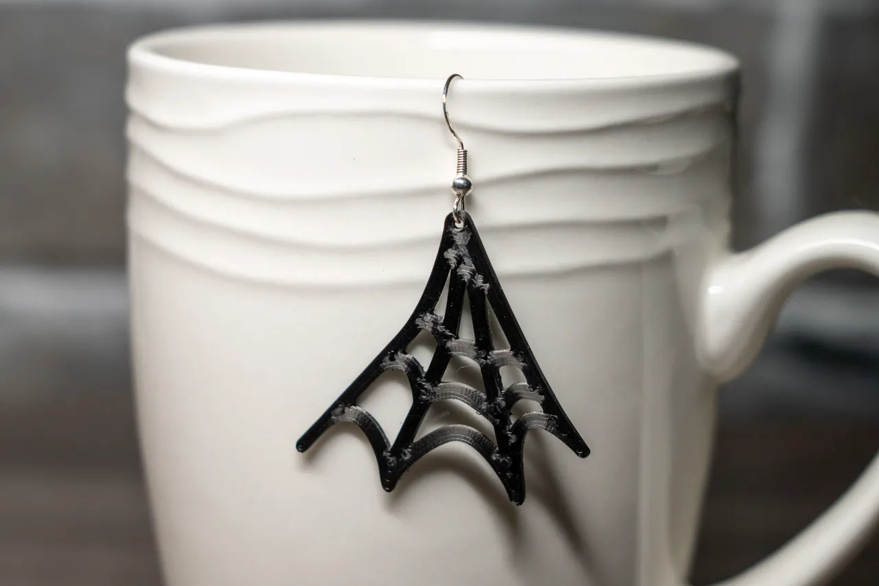 Spider Web Halloween Earrings view 3