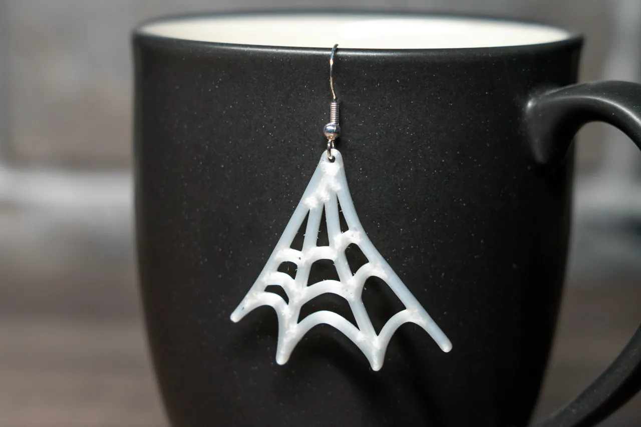 Spider Web Halloween Earrings view 2