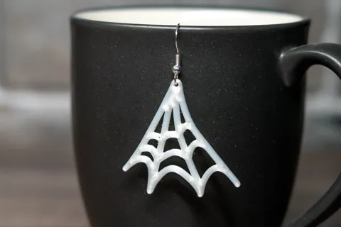 Spider Web Halloween Earrings view 2