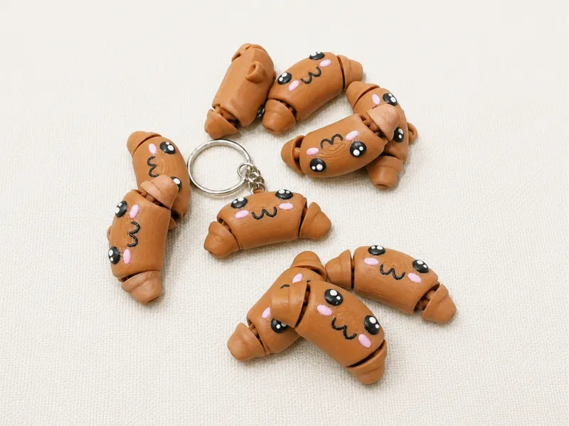 Kawaii Croissant Flexi Prop + Keychain - AMS