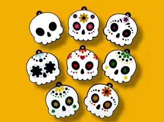 Día de los Muertos Sugar Skull Keychain Set