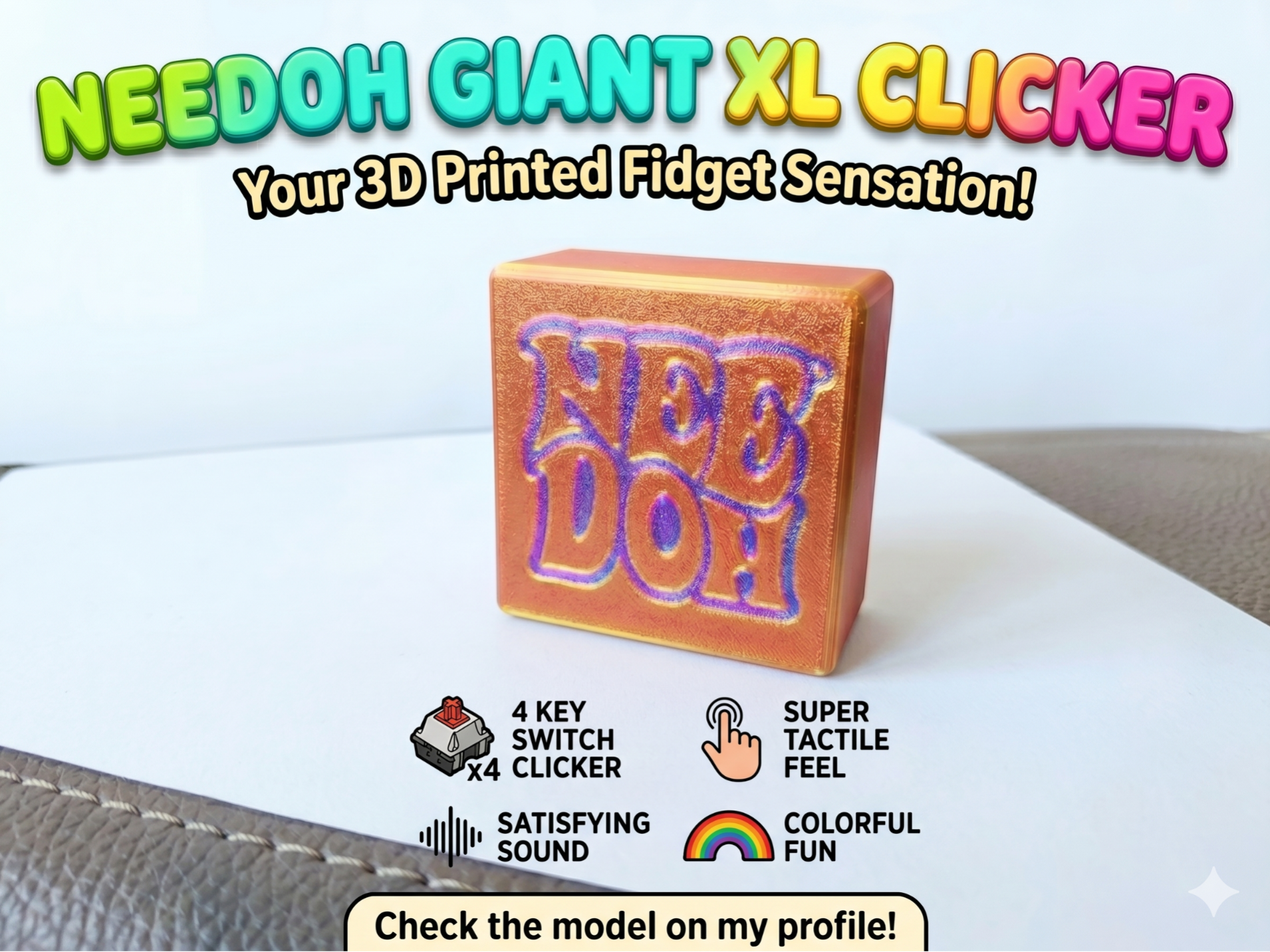 Giant needoh Inspired Sensory Clicker - 4 keys