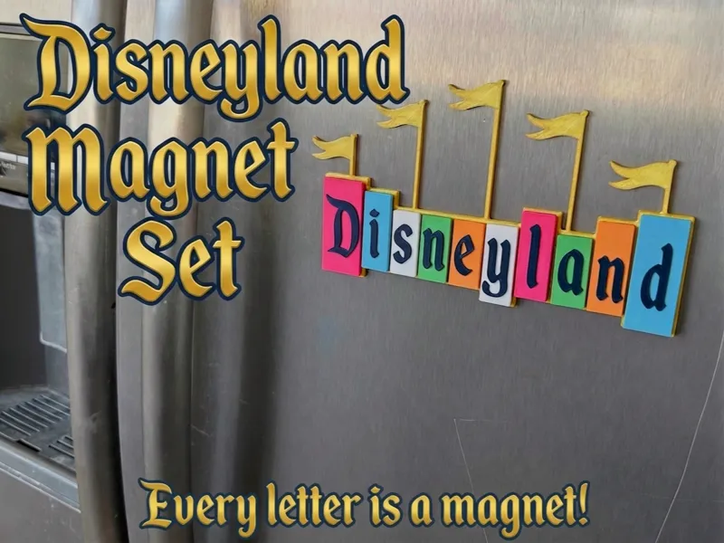 Disneyland Logo Magnet Set | 10 Magnets + Back