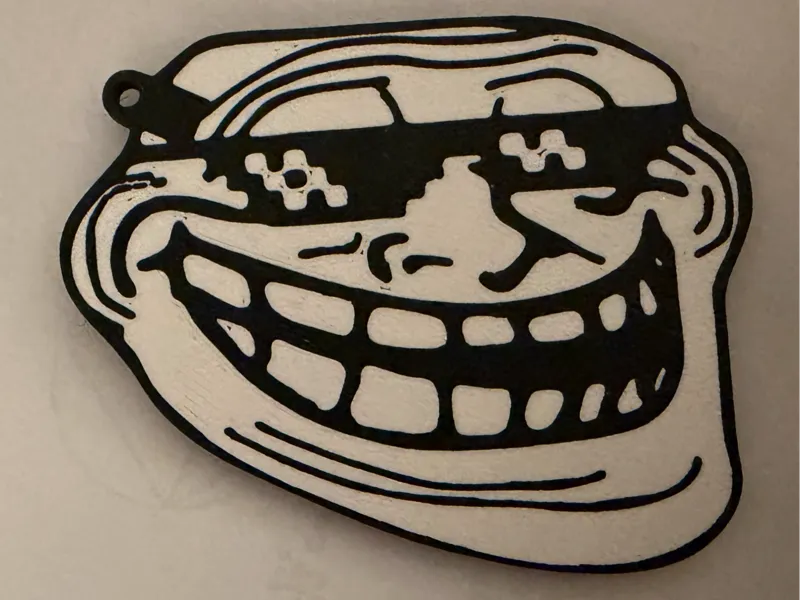 Troll Face Keychain – Iconic Meme Portachiavi 3D