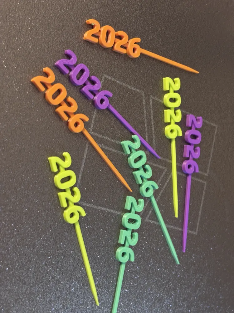Festive Toothpicks - 2026 new year - Free 3D Print Model - MakerWorld