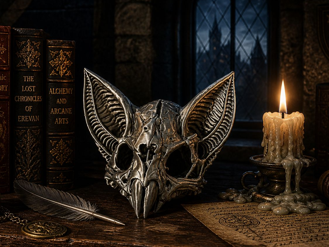Ancient Vampire Bat Skull – Dark Fantasy Artifact