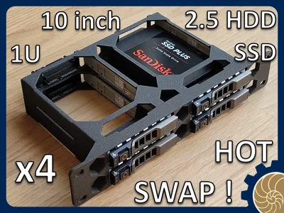 10 inch Rack 1U : 4x 2.5 inch HDD/SSD - HOT SWAP !